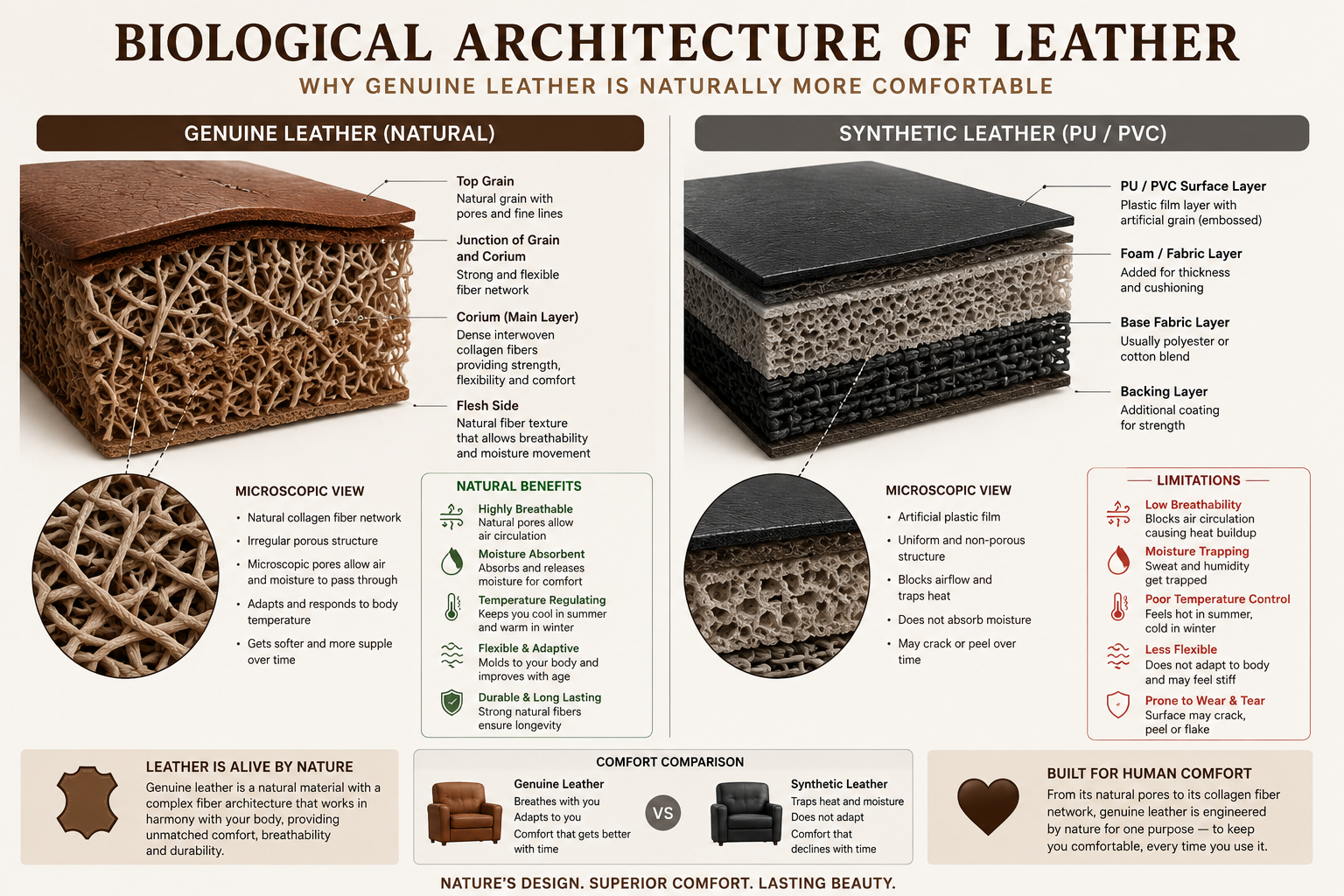 Why Genuine Leather Is More Comfortable Than Synthetic Leather?