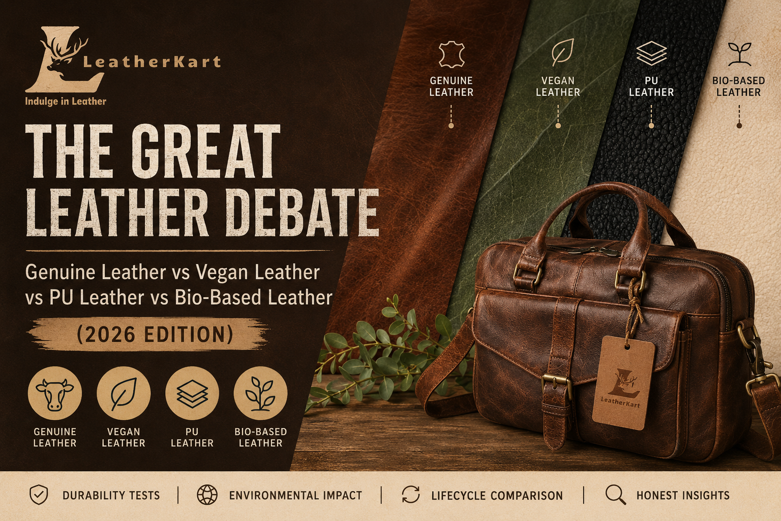The Great Leather Debate: Genuine Leather vs Vegan Leather vs PU Leather vs Bio-Based Leather (2026 Edition)
